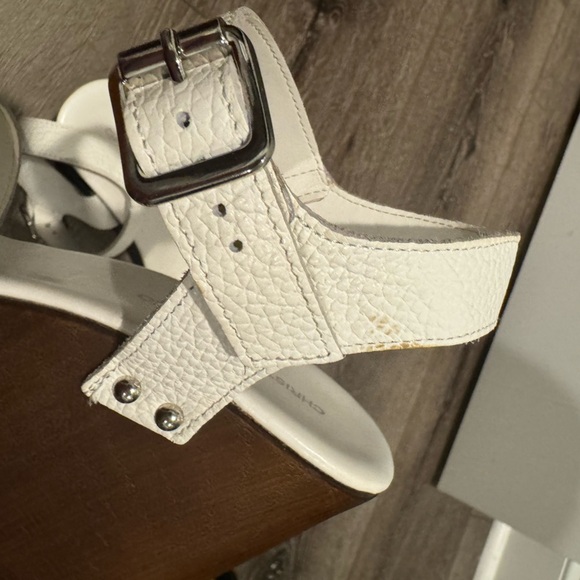 CHRISTIAN DI RICCIO WHITE LEATHER PLATFORM WEDGE SANDALS with studs 9.5 (41) - Picture 12 of 14